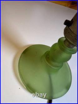 Vintage Frosted Green Boudoir Lamp Austrian Flame Bulb MCM Art Deco Mid Century