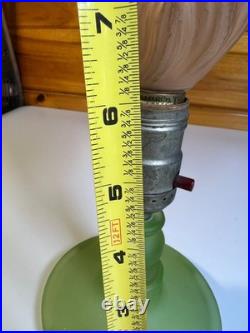 Vintage Frosted Green Boudoir Lamp Austrian Flame Bulb MCM Art Deco Mid Century