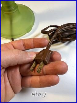 Vintage Frosted Green Boudoir Lamp Austrian Flame Bulb MCM Art Deco Mid Century