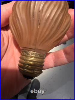 Vintage Frosted Green Boudoir Lamp Austrian Flame Bulb MCM Art Deco Mid Century