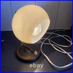 Vintage German Art Deco Table Lamp with White Opaline Glass Shade