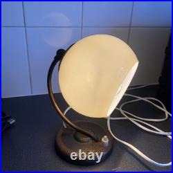 Vintage German Art Deco Table Lamp with White Opaline Glass Shade