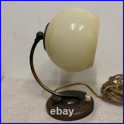 Vintage German Art Deco Table Lamp with White Opaline Glass Shade