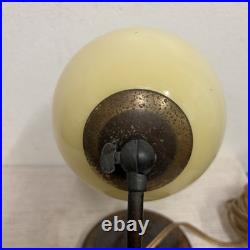 Vintage German Art Deco Table Lamp with White Opaline Glass Shade