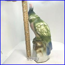 Vintage Glazed Porcelain Tropical Cockatoo Parrot Bird Perfume Lamp