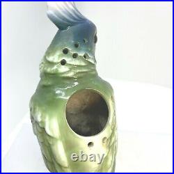Vintage Glazed Porcelain Tropical Cockatoo Parrot Bird Perfume Lamp