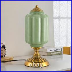 Vintage Green Glass Table Lamp, Art Deco Mid Century Modern Bedside Lamp, Bed