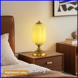 Vintage Green Glass Table Lamp, Art Deco Mid Century Modern Bedside Lamp, Bed