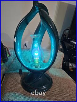 Vintage Harris Lamp of Elegance Chipped Ceramic Green Art Deco Electric Lamp