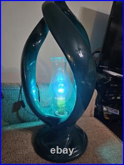 Vintage Harris Lamp of Elegance Chipped Ceramic Green Art Deco Electric Lamp
