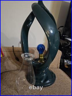 Vintage Harris Lamp of Elegance Chipped Ceramic Green Art Deco Electric Lamp