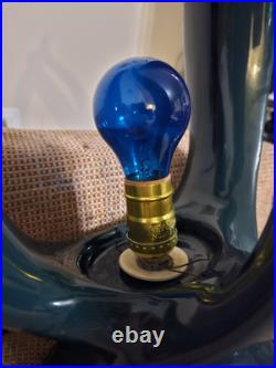 Vintage Harris Lamp of Elegance Chipped Ceramic Green Art Deco Electric Lamp