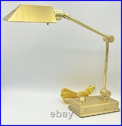Vintage Holtkotter Leuchten Art Deco Brass Swing Arm Halogen Piano Desk Lamp MCM