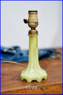 Vintage Houze Art Glass Uranium Swirl Table Lamp Antique Light Base No Shade