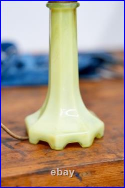 Vintage Houze Art Glass Uranium Swirl Table Lamp Antique Light Base No Shade
