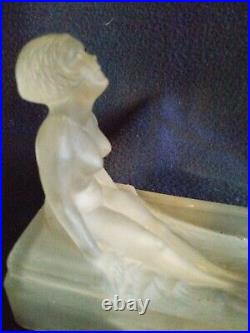 Vintage Houzze Frosted Glass Art Deco Nude Lady Lamp Works