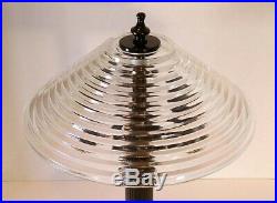 Vintage Industrial Art Deco Table Desk Lamp Stepped Manhattan Glass Shade