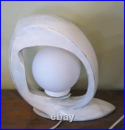 Vintage Ivory Art Deco Nude Lady Woman Holding Globe Figural Statue Lamp