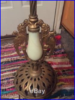 Vintage Jadite / Brass Floor Lamp Art Deco Brass/cast Stunning