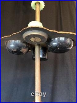 Vintage Jadite Floor Lamp Smoke Stand Rewired Art Deco Brass Accents Cast
