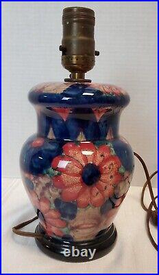 Vintage Joseph Mrazek Peasant Art Industries Pottery Lamp Painted Floral Czech