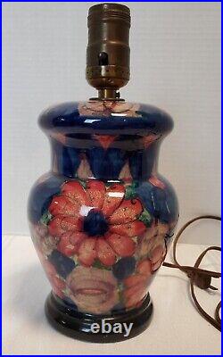 Vintage Joseph Mrazek Peasant Art Industries Pottery Lamp Painted Floral Czech
