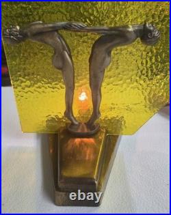 Vintage L&L WMC Loevsky Loevsky Art Deco Figural Dancer Lamp #9914, needs glass