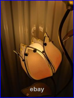 Vintage Lotus Pink Flower Tulips Brass Lamp Underwriters Laboratories Beautiful