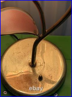 Vintage Lotus Pink Flower Tulips Brass Lamp Underwriters Laboratories Beautiful