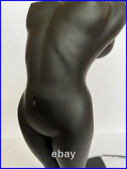 Vintage MCM Art Deco Nude Naked Lady Table Lamp Black Bending Backwards Works