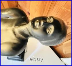 Vintage MCM Black Art Deco Nude Naked Lady Table Lamp