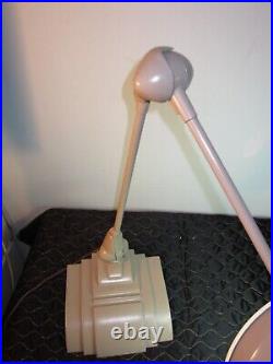 Vintage MCM Deco Articulating Magnifying Desk Lamp Beige Art Specialty Flexo