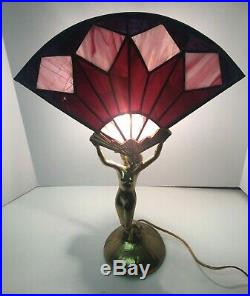 Vintage MID Century L & L Wmc Nude Winged Lady Figure Art Deco Style Table Lamp