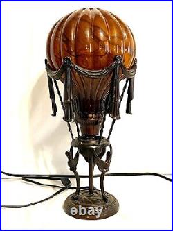 Vintage Maitland Smith Hot Air Balloon Lamp 19 Inch Tall 10 Inch Wide Amber