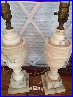 Vintage Matching Pair Art Deco Marble Lamps