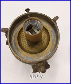 Vintage Metal Art Deco ELEPHANT Lamp with Crackle Glass Globe Shade Spelter