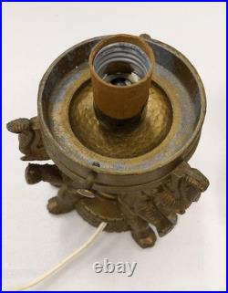 Vintage Metal Art Deco ELEPHANT Lamp with Crackle Glass Globe Shade Spelter