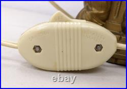 Vintage Metal Art Deco ELEPHANT Lamp with Crackle Glass Globe Shade Spelter