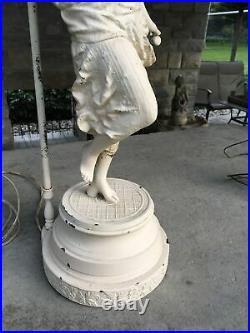 Vintage Metal Lady Table Lamp Art Deco Style Great Patina