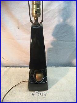 Vintage Mid Century Ceramic black and gold 1950s Table Lamp ART DECO RETRO