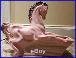 Vintage Mid Century Pink Horse Porcelain Sculpture Art Deco TV Television Lamp