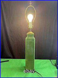Vintage Mid-century Pottery Table Lamp Green Art Deco 30