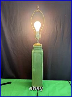 Vintage Mid-century Pottery Table Lamp Green Art Deco 30