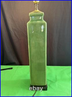 Vintage Mid-century Pottery Table Lamp Green Art Deco 30