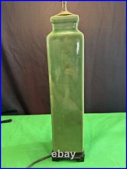 Vintage Mid-century Pottery Table Lamp Green Art Deco 30
