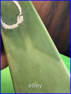 Vintage Mid-century Pottery Table Lamp Green Art Deco 30