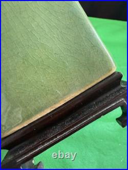 Vintage Mid-century Pottery Table Lamp Green Art Deco 30