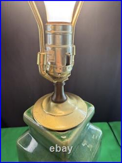 Vintage Mid-century Pottery Table Lamp Green Art Deco 30