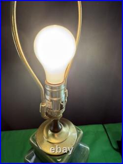 Vintage Mid-century Pottery Table Lamp Green Art Deco 30