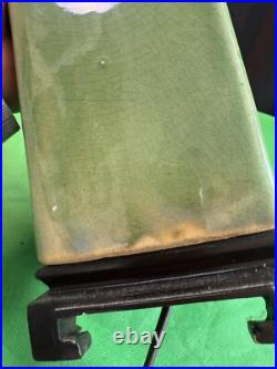 Vintage Mid-century Pottery Table Lamp Green Art Deco 30